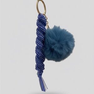 Periwinkle Swirl with Pom Pom Keychain